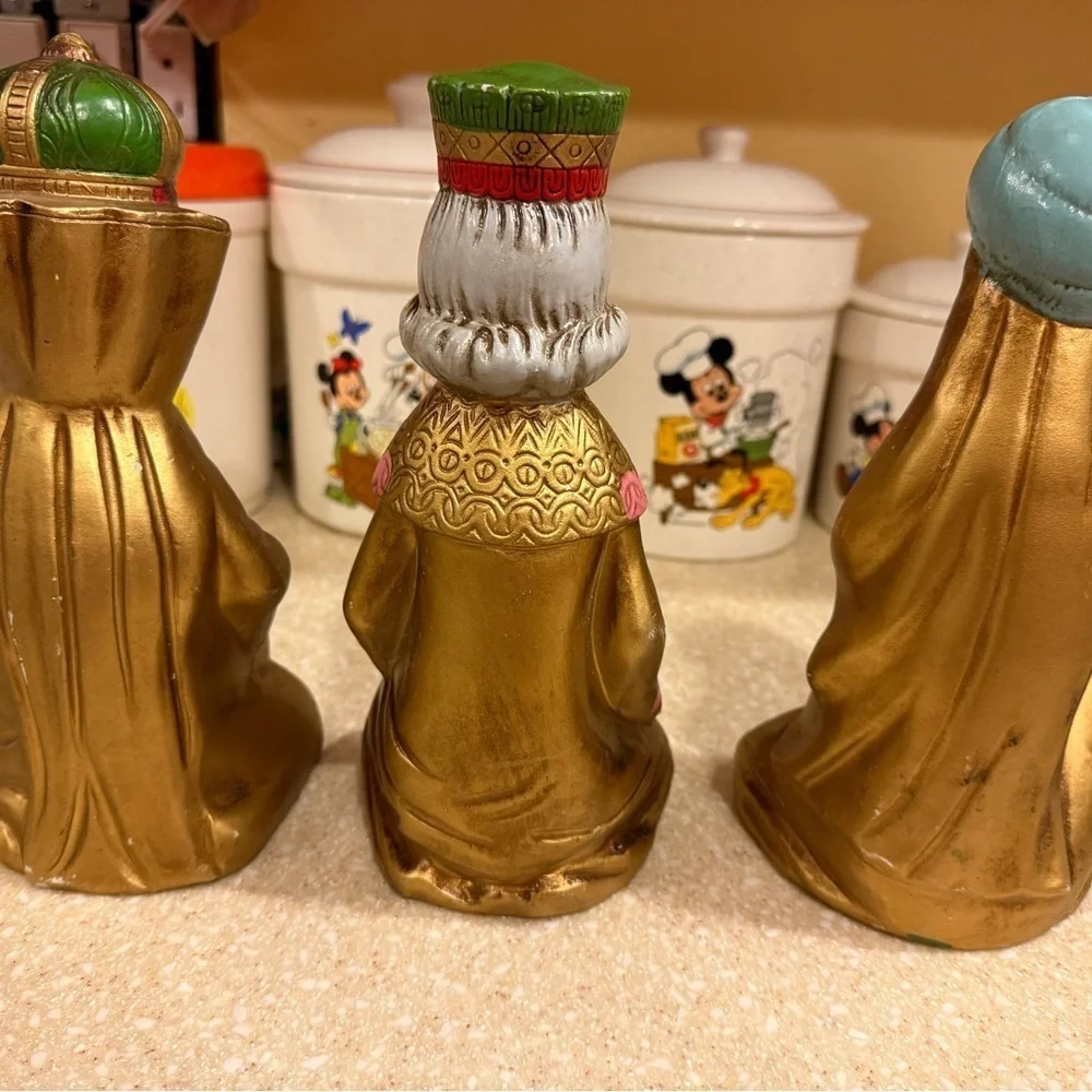 Vintage Ardco Holiday Golden Three Wise Men Christmas Figurines made in Japan